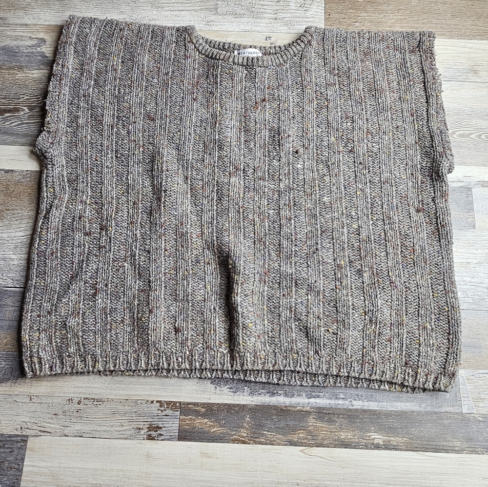 Weathervane Vintage Sweater Medium Ribbed Flecked Boxy Brown